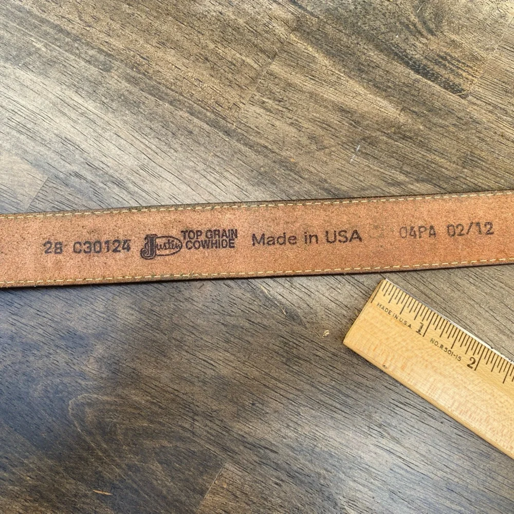 Justin Boots Brown Leather Belt with Silver Buckle